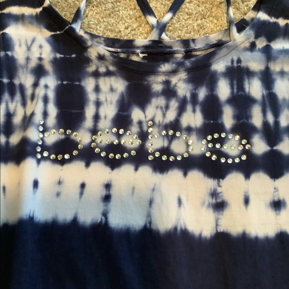 ❌Sold Live Show ❌ BeBe Swarovski Tie Dye Criss Cross Shirt - Picture 6 of 10